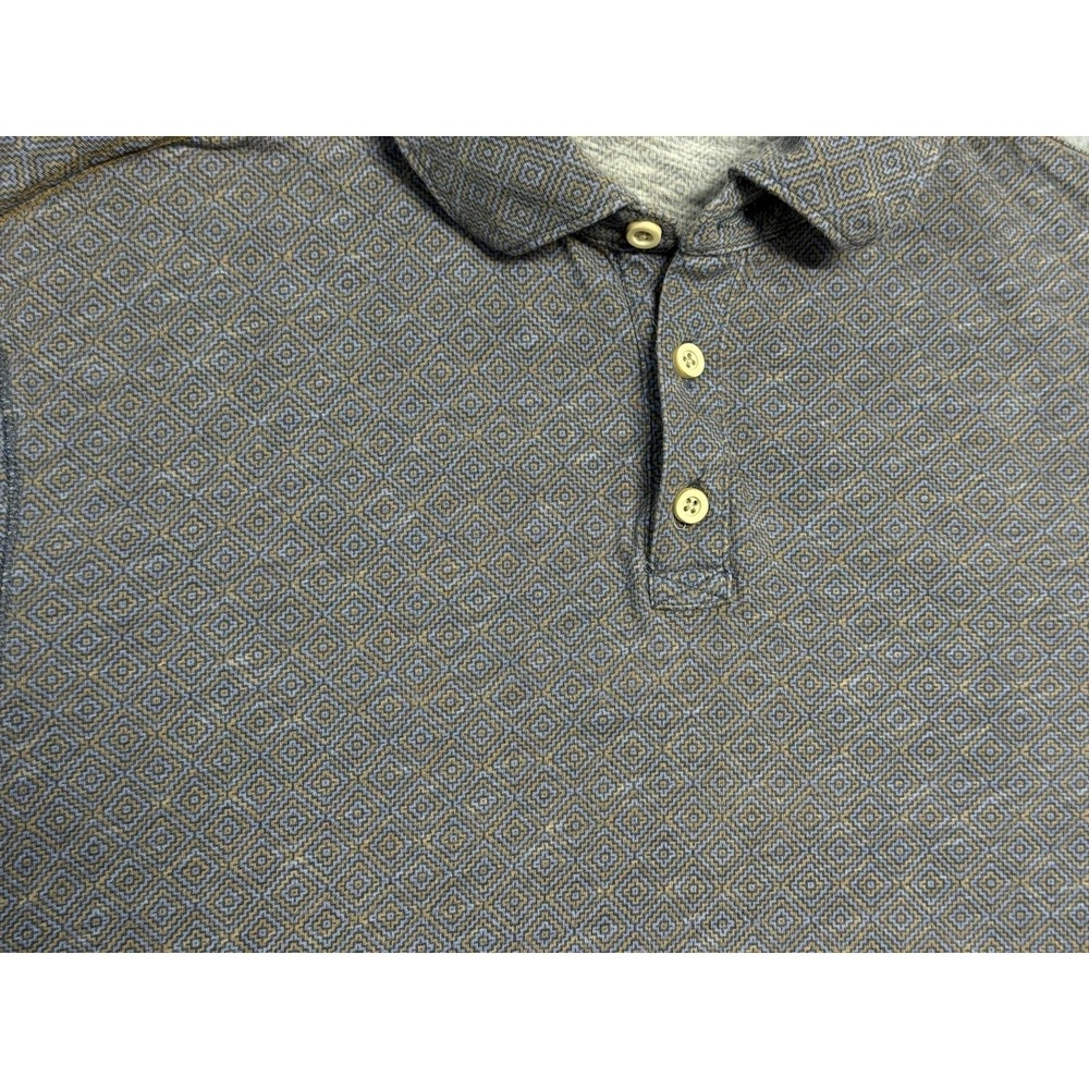 ROWM Polo Shirt Mens Large Gray Diamond Pattern Cotton Knit Short Sleeve - Picture 3 of 13